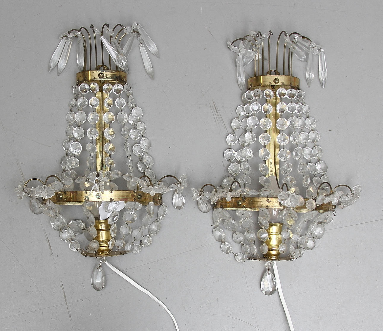 VÄGGLYSTER, ett par, empirestil, 1900-tal.