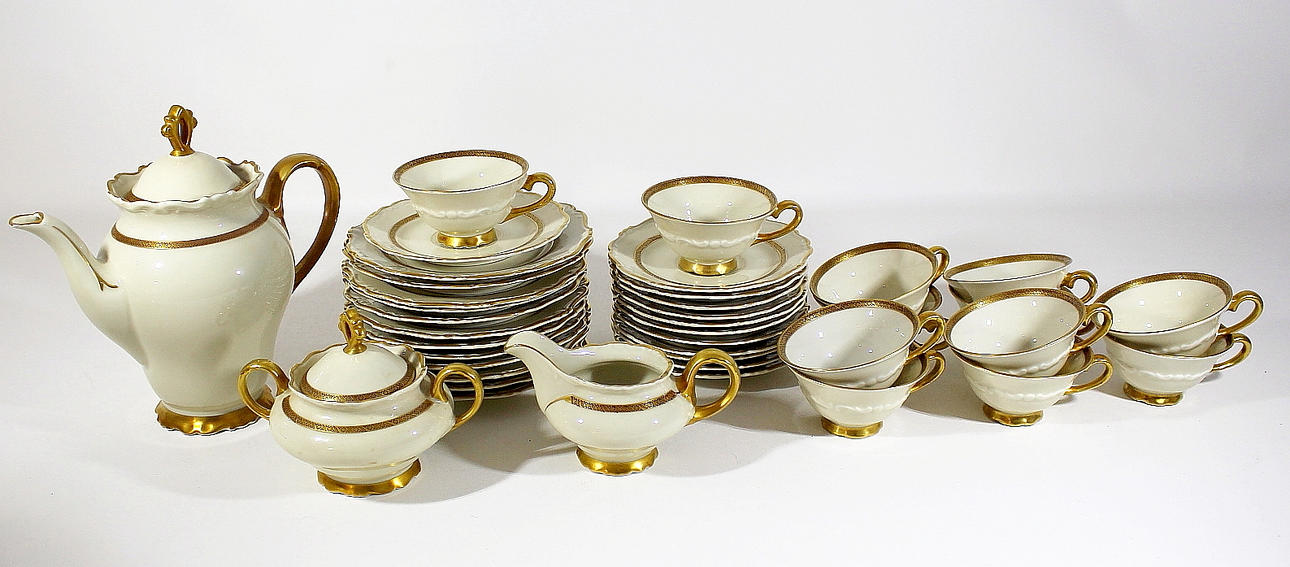 KAFFESERVIS, 39 delar, porslin, K . P, Karlskrona.