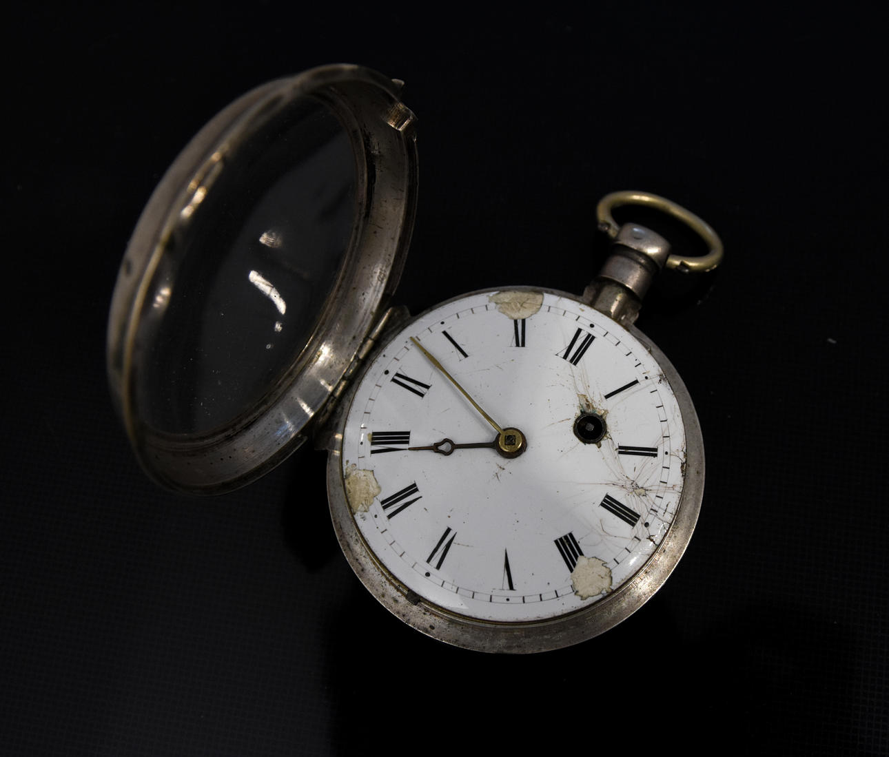 VERGE KLOCKA, solid silver boett, emalj urtavla.