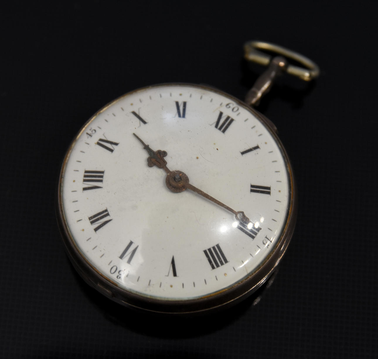 VERGE KLOCKA, solid silver boett, emalj urtavla.