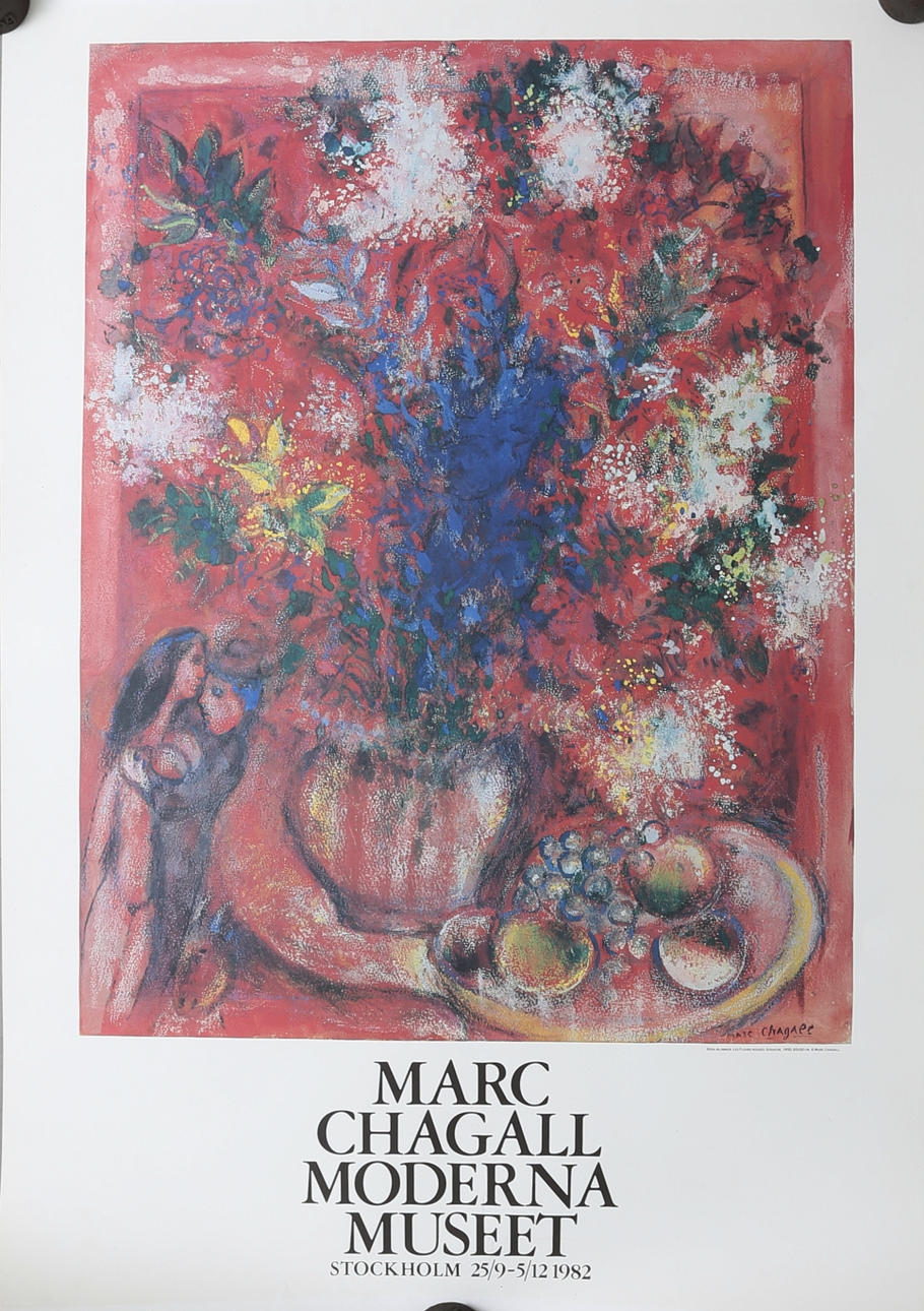UTSTÄLLNINGSAFFISCHER, 3 st. Marc Chagall, Moderna Museet 1982.