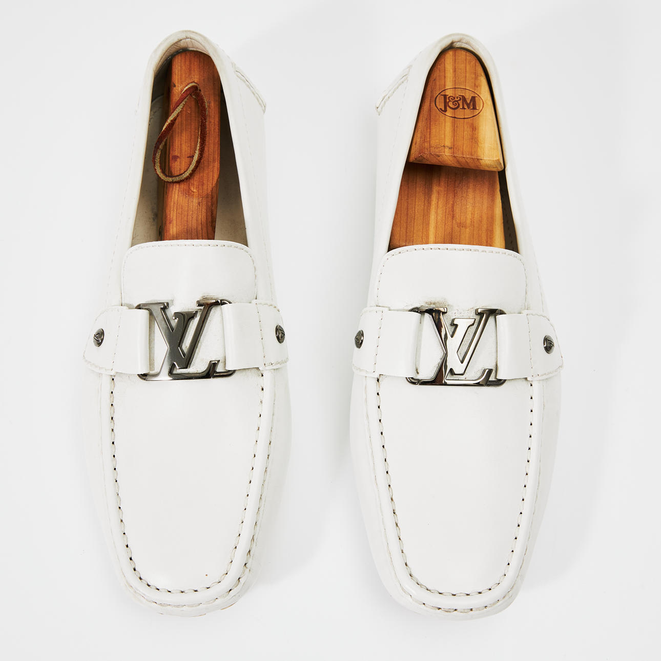 Louis Vuitton Loafers Monte Carlo Line White Leather LOUIS VUITTON, Monte Carlo Loafers, size 8 1/2. Vintage  main image 3