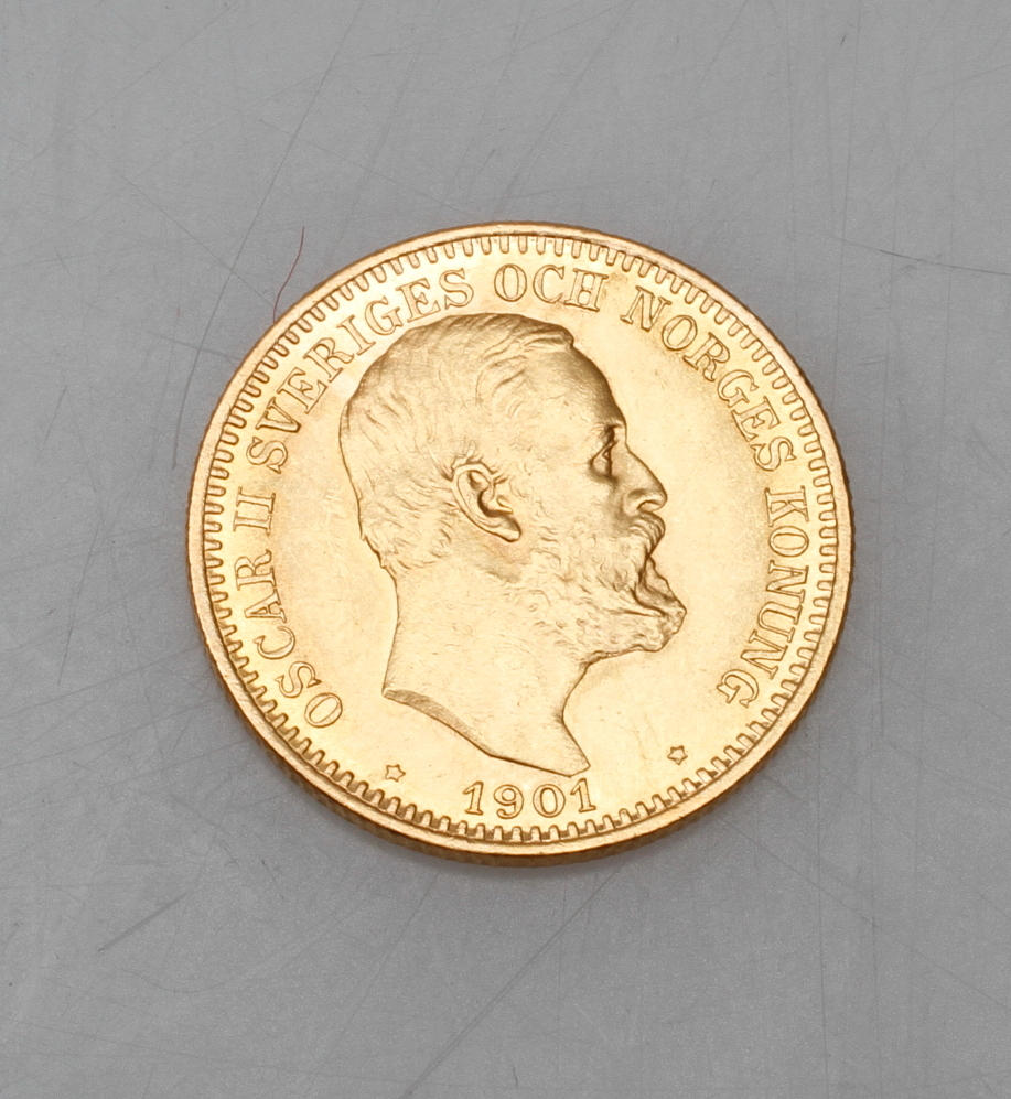 MYNT, guld, 20 kr, Oskar II, 1901.