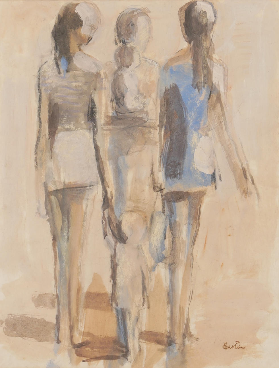 LOUIS BASTIN. Mixed media, signed Bastin.