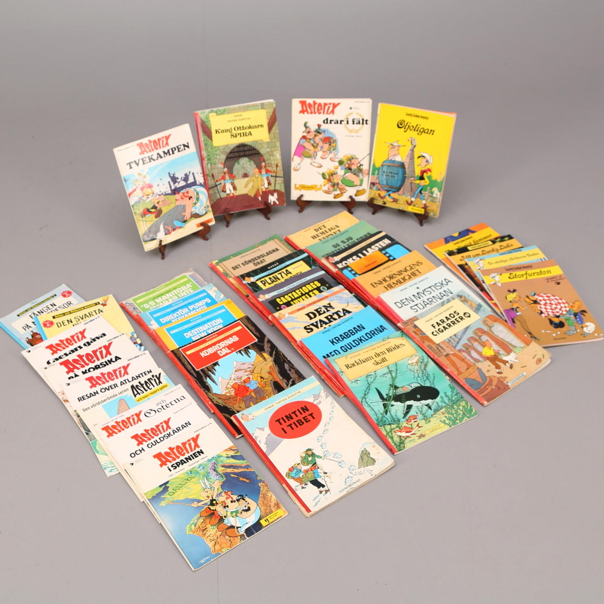 SERIEALBUM, 35 st, Tintin, Asterix, Lucky Luke, mm, 1970-/80-tal.