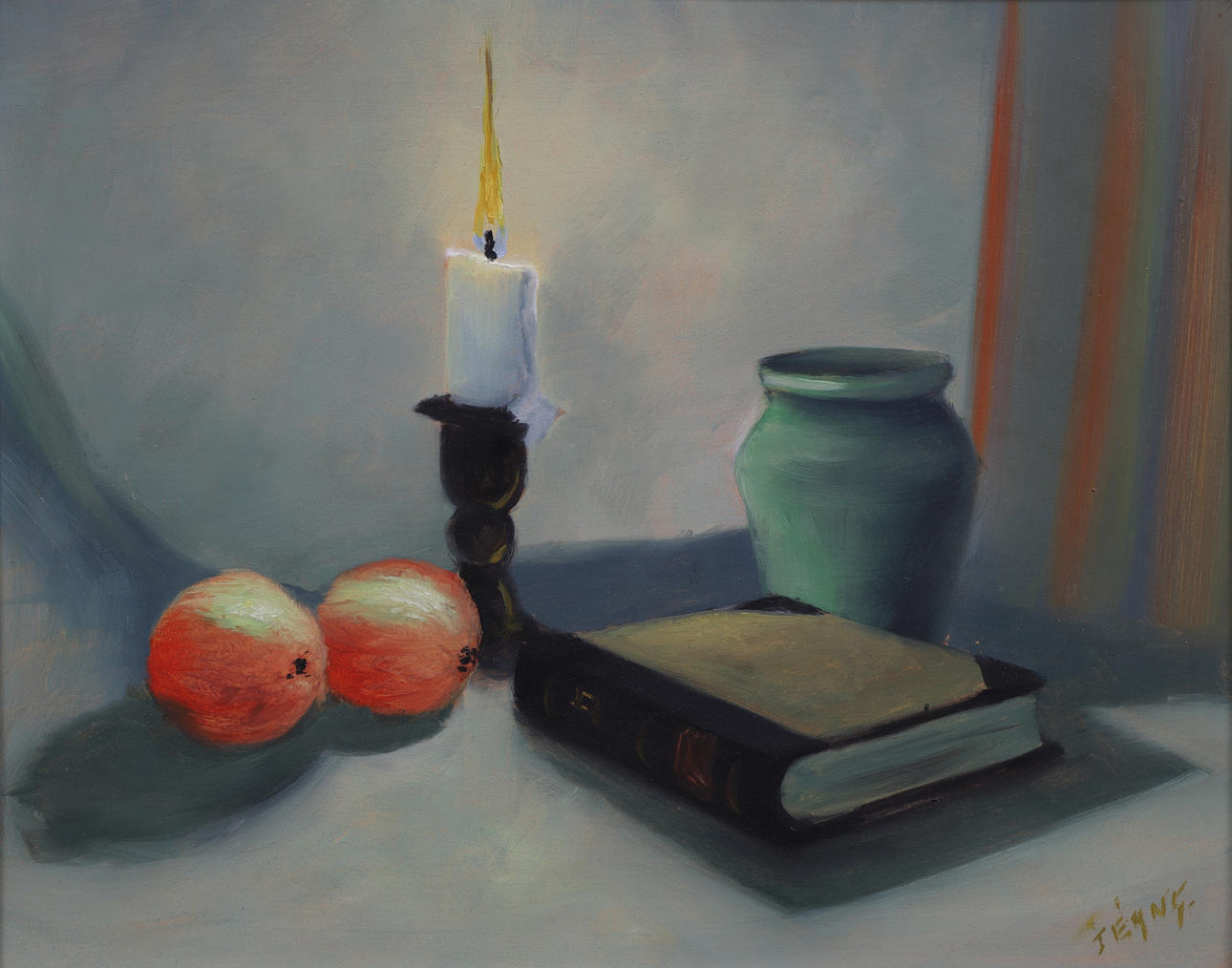 OIDENTIFIERAD KONSTNÄR. Oil on canvas, still life, signed.