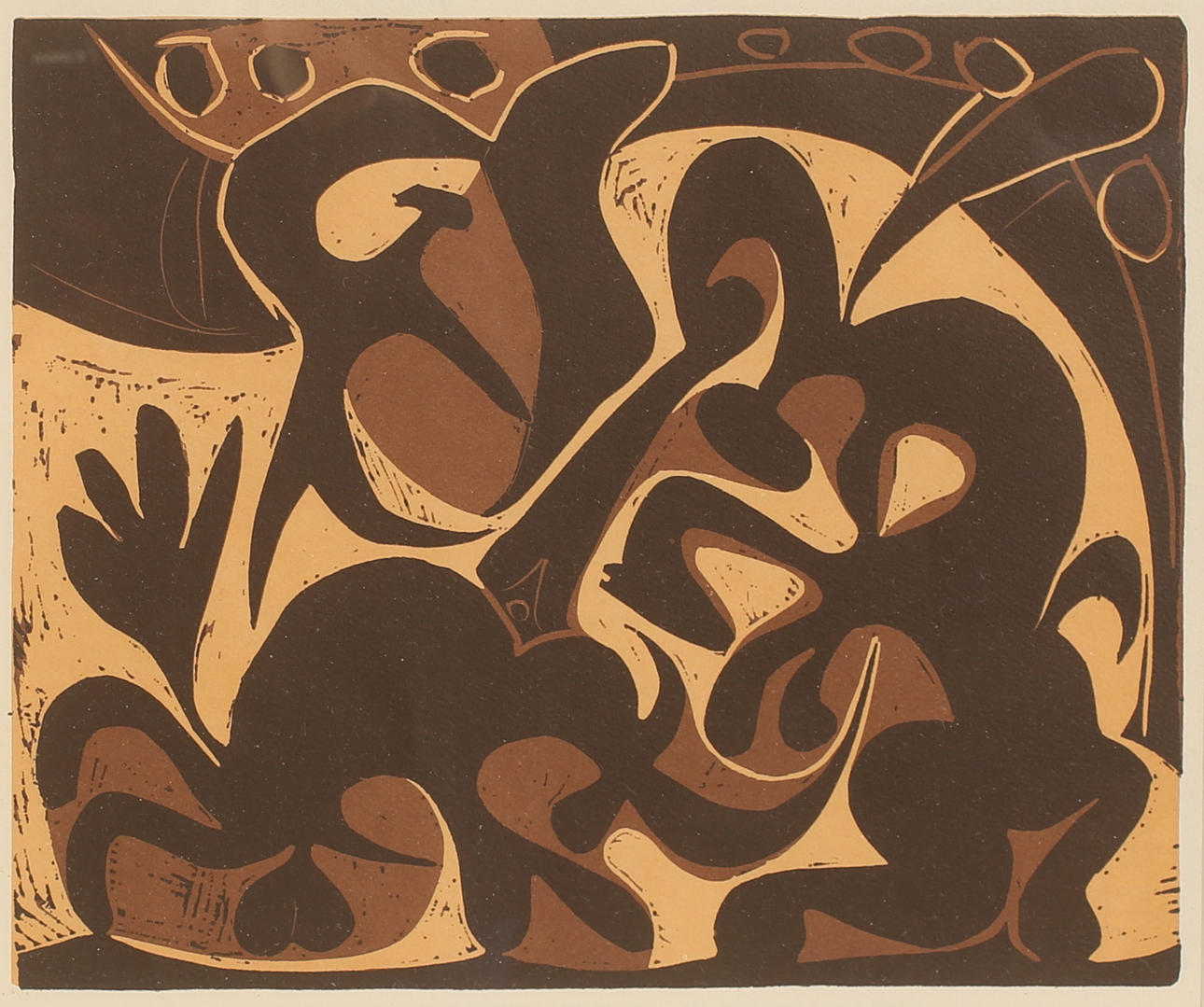 PABLO PICASSO. Silkscreen after linoleum engraving 1959.