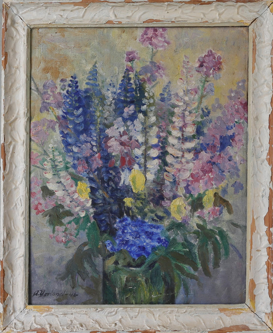 ARNE YDERLAND. Blomsterstilleben, olja på duk, signerad och daterad -46.