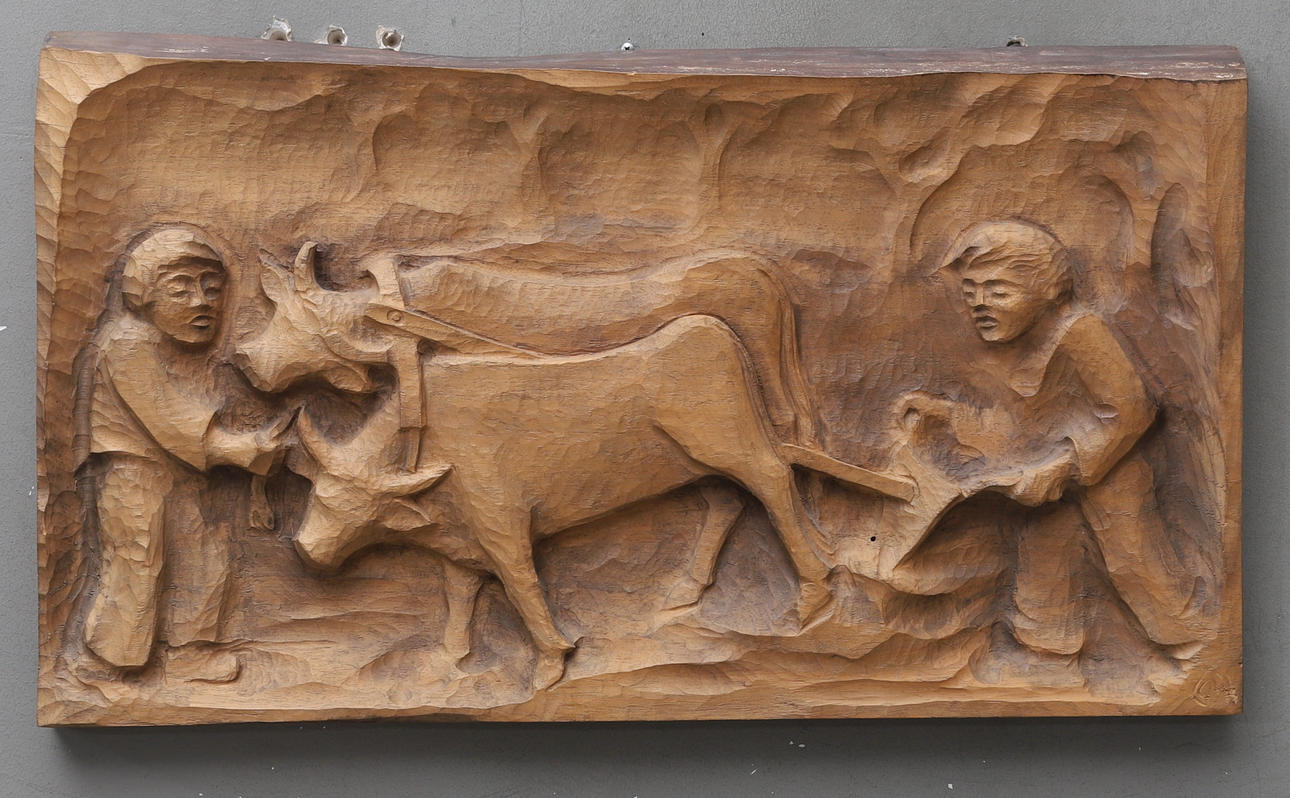 WANDRELIEF, Holz, monogrammiert.