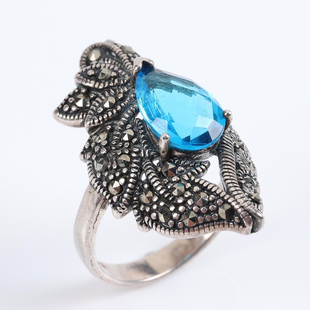 RING, Sterling silver, Markasiter.