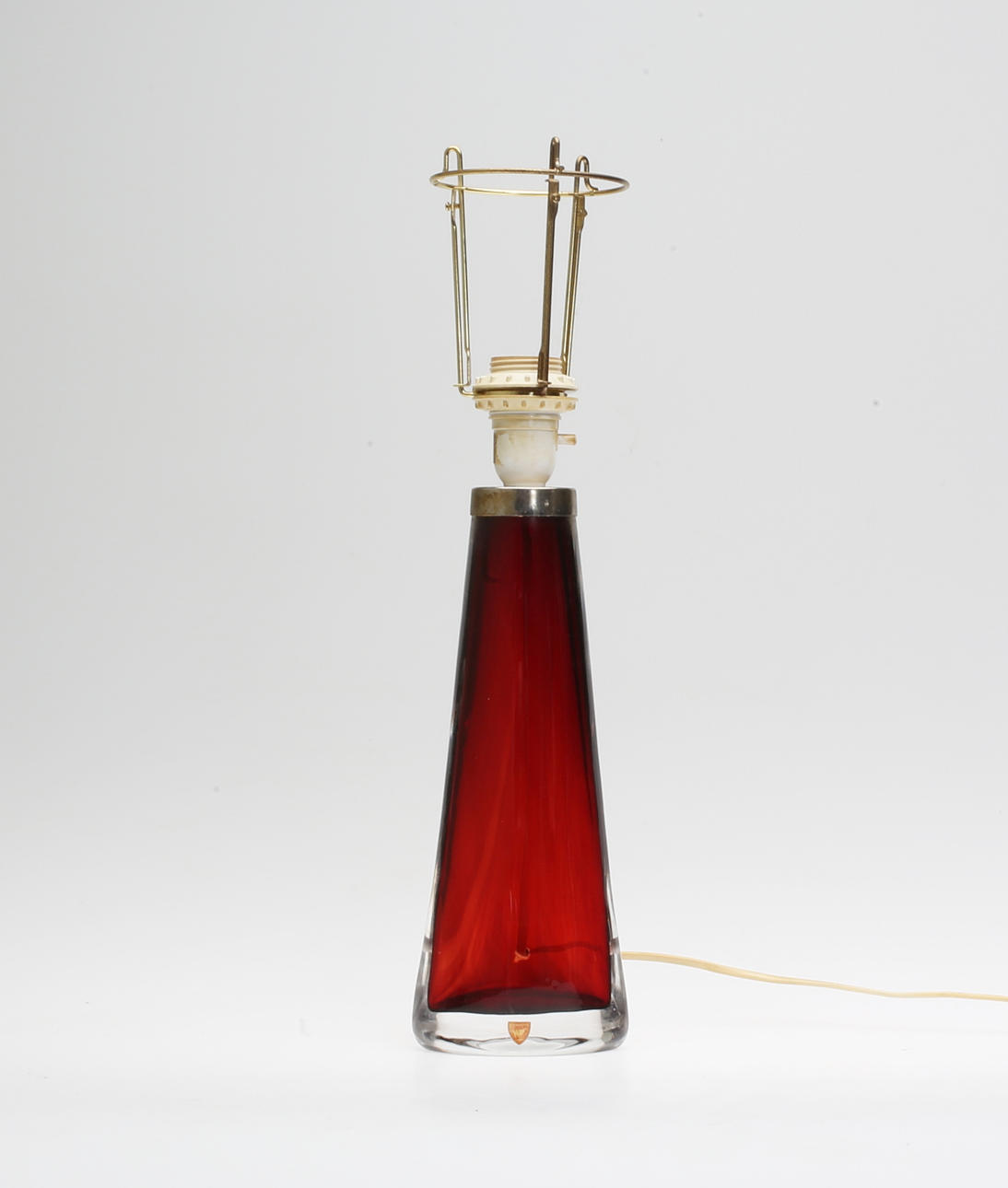 BORDSLAMPA, glas, Carl Fagerlund, Orrefors, signerad.