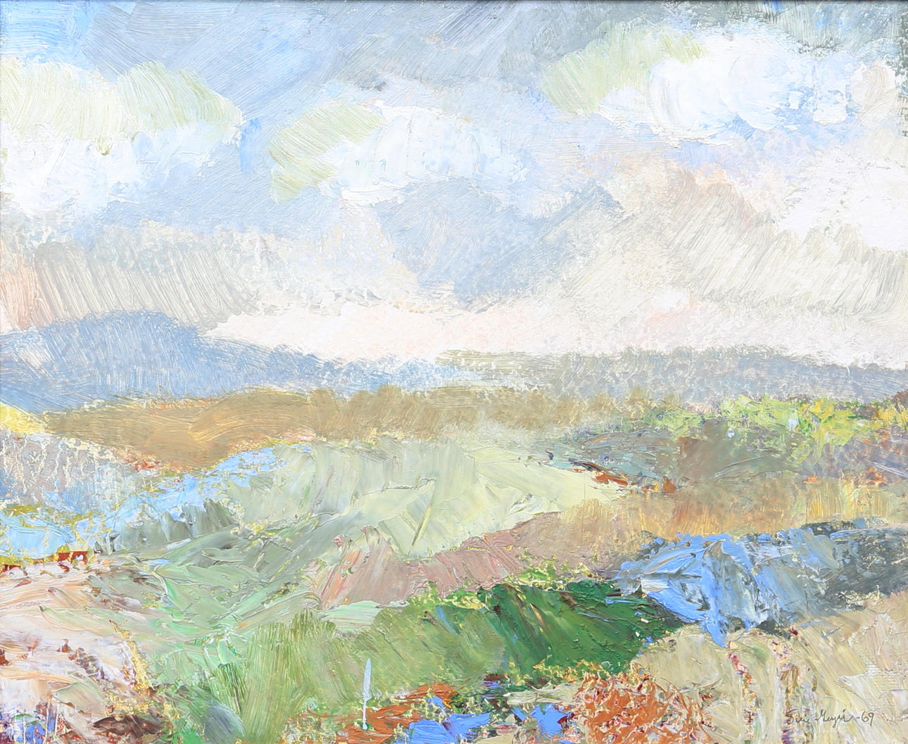 SIRI MEYER. Landscape. Oil on Board, signed and dated -69.