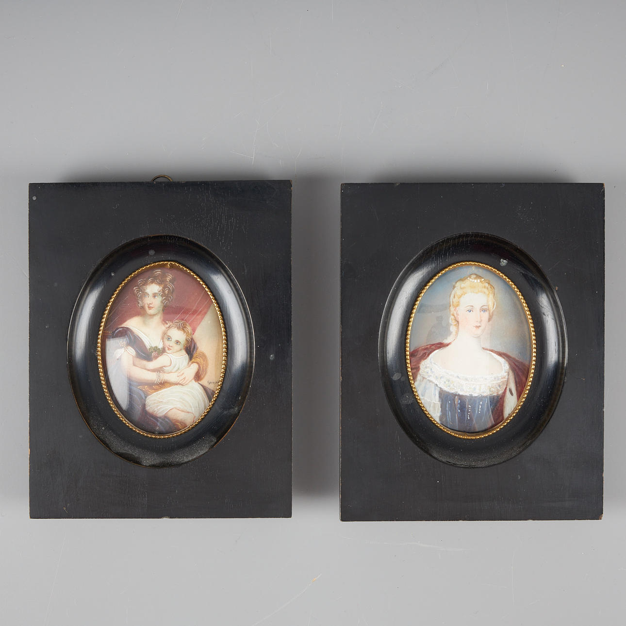 MINIATURBILDER, 2 Stück, Gouache auf Pergament.