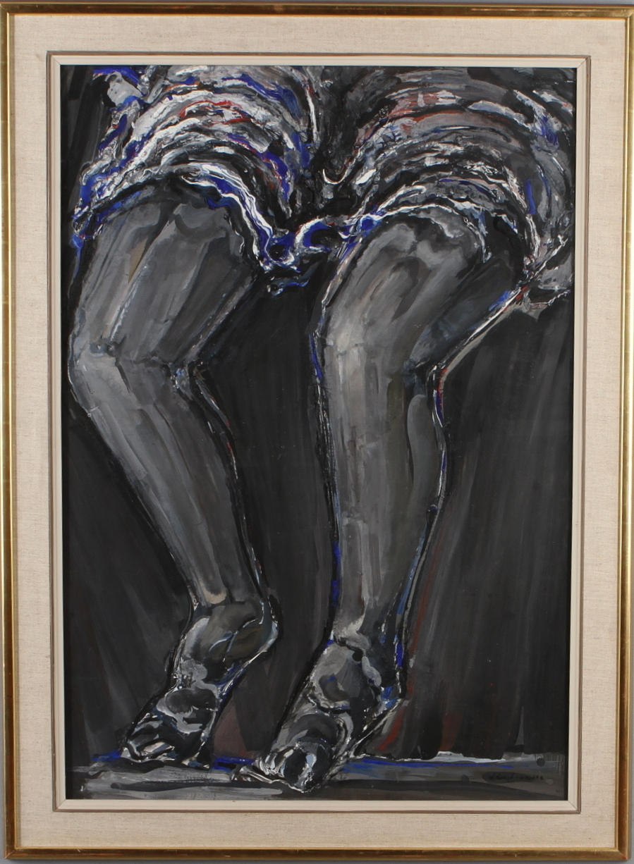 WIKING SVENSSON. Studie av ben, blandteknik, signerad.