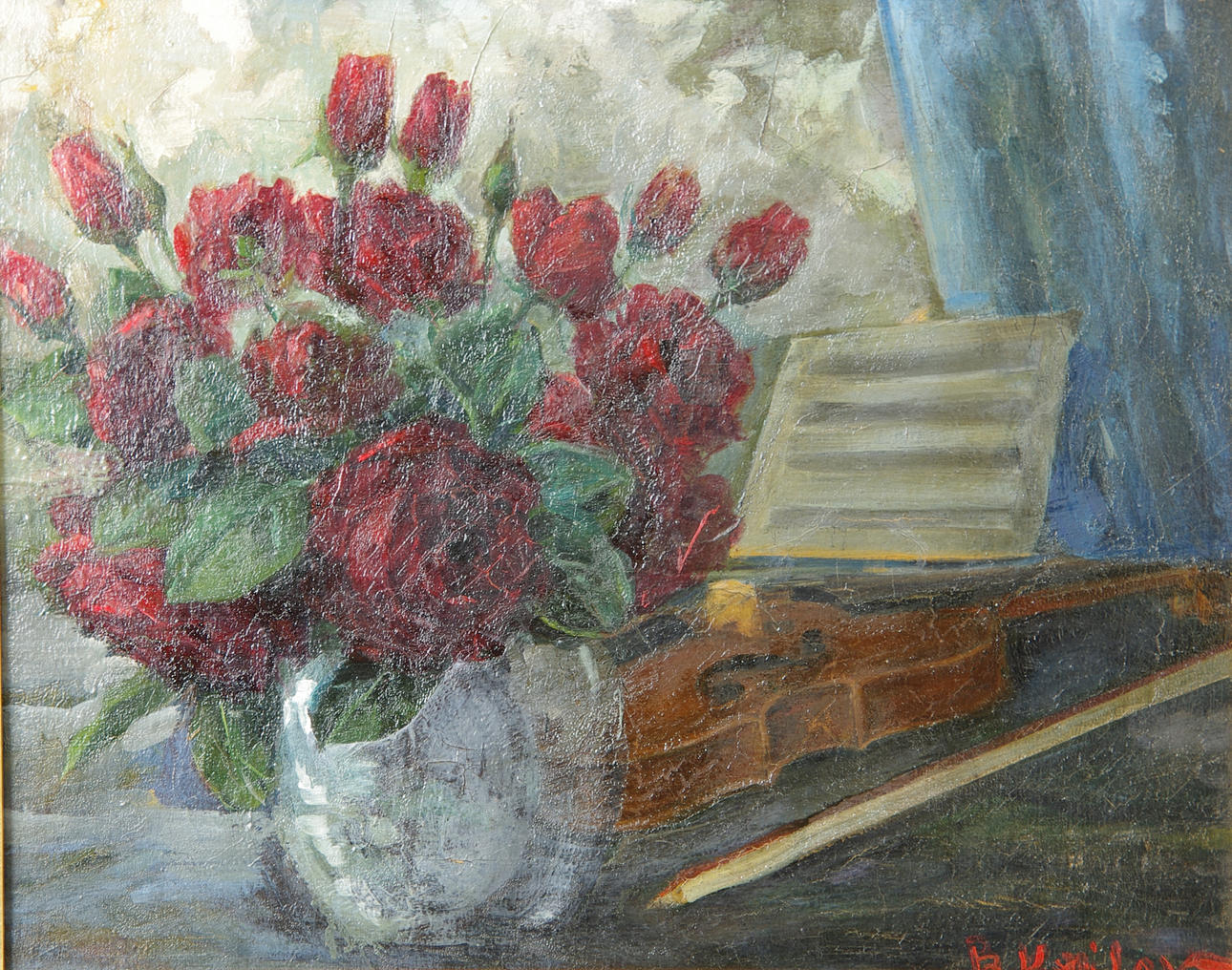 BORIS KRILOV. Stilleben med rosor, olja på duk, signerad B. Krilov.