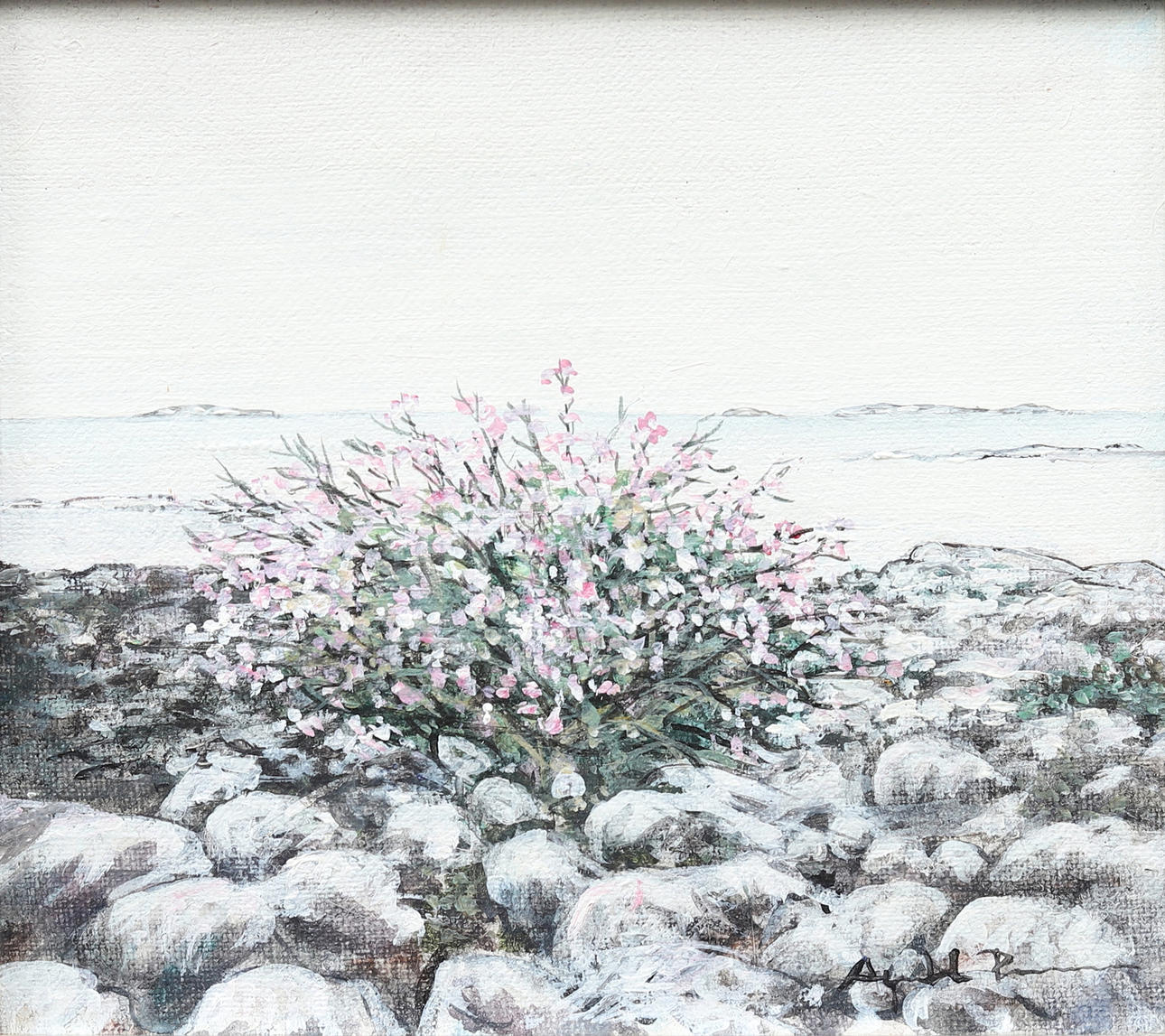 AGNETA PERSSON. Beach party, oil on canvas, signed.