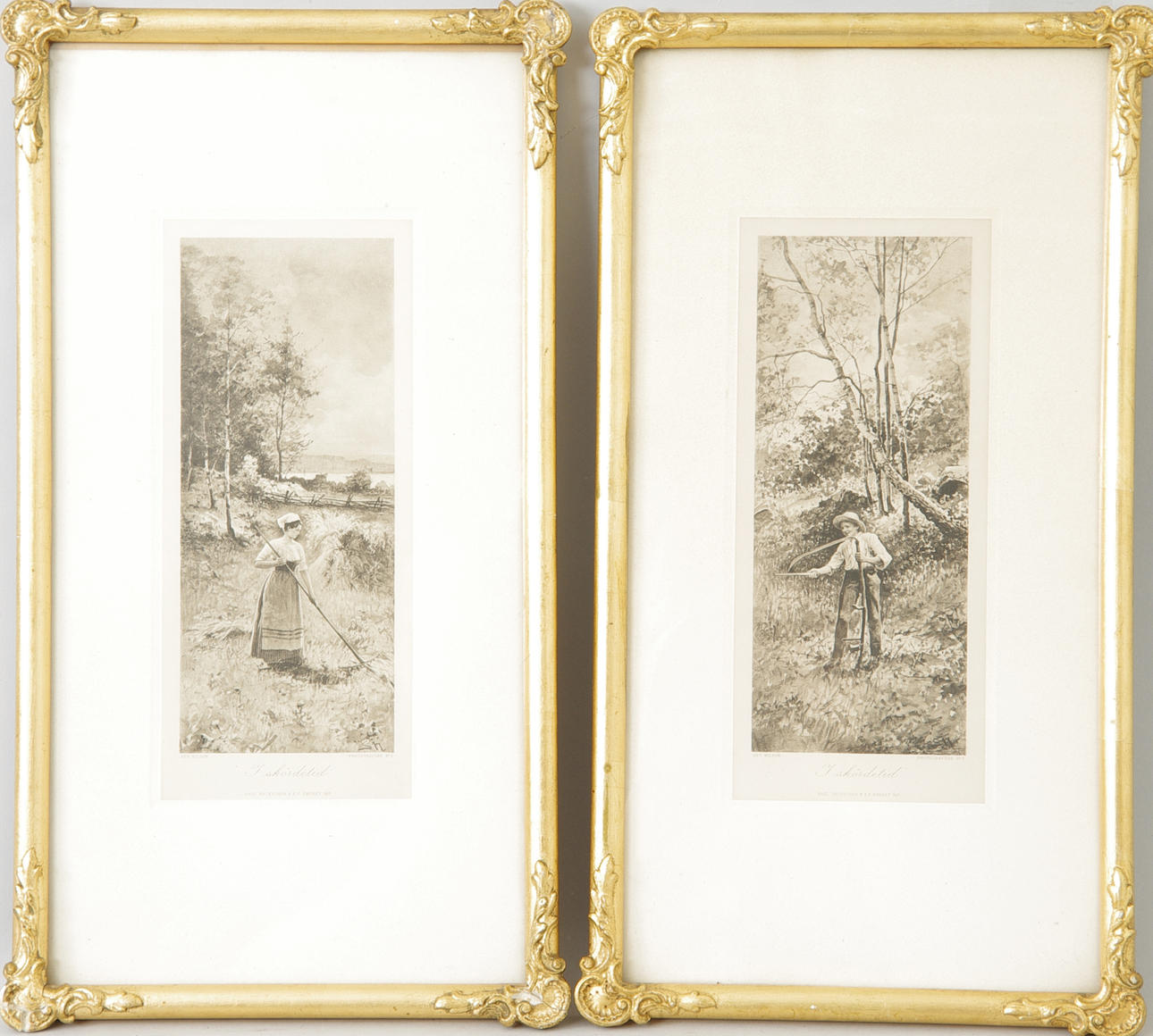 SEVERIN NILSSON. EFTER. "I skördetid", 2 stycken photogravure, nr 5 och 6.