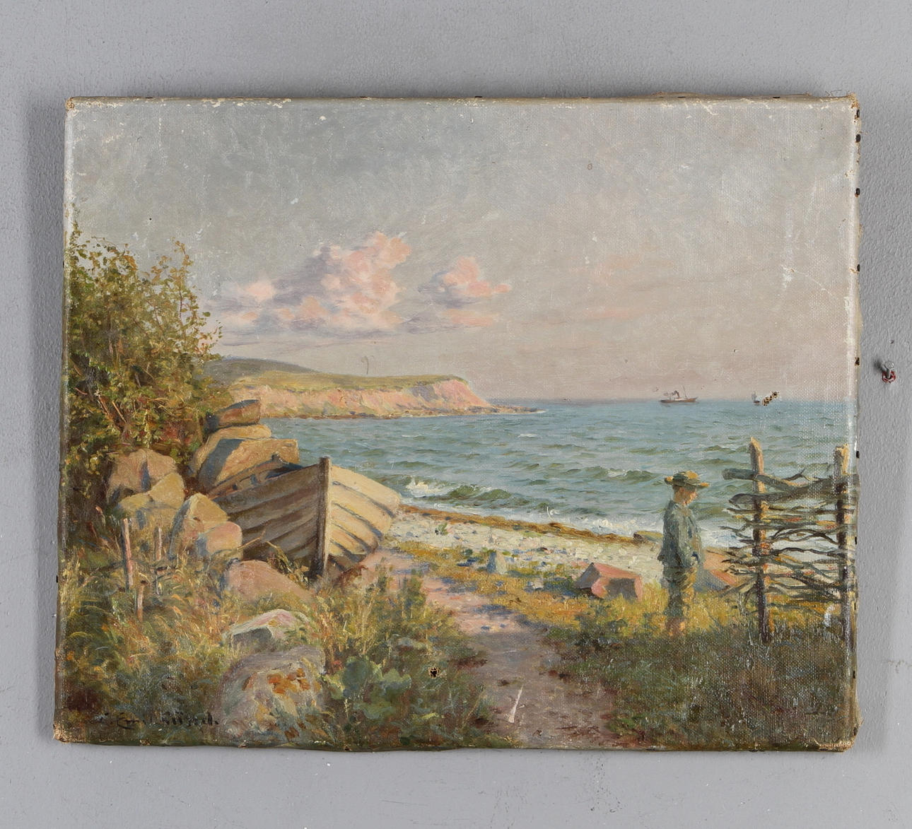 EMIL LUND. "Kyst ved Langeland", olja på duk, signerad.