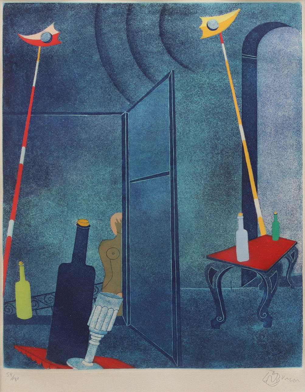 HENRY UNGER. Composition, etching no. 54/180, signed.