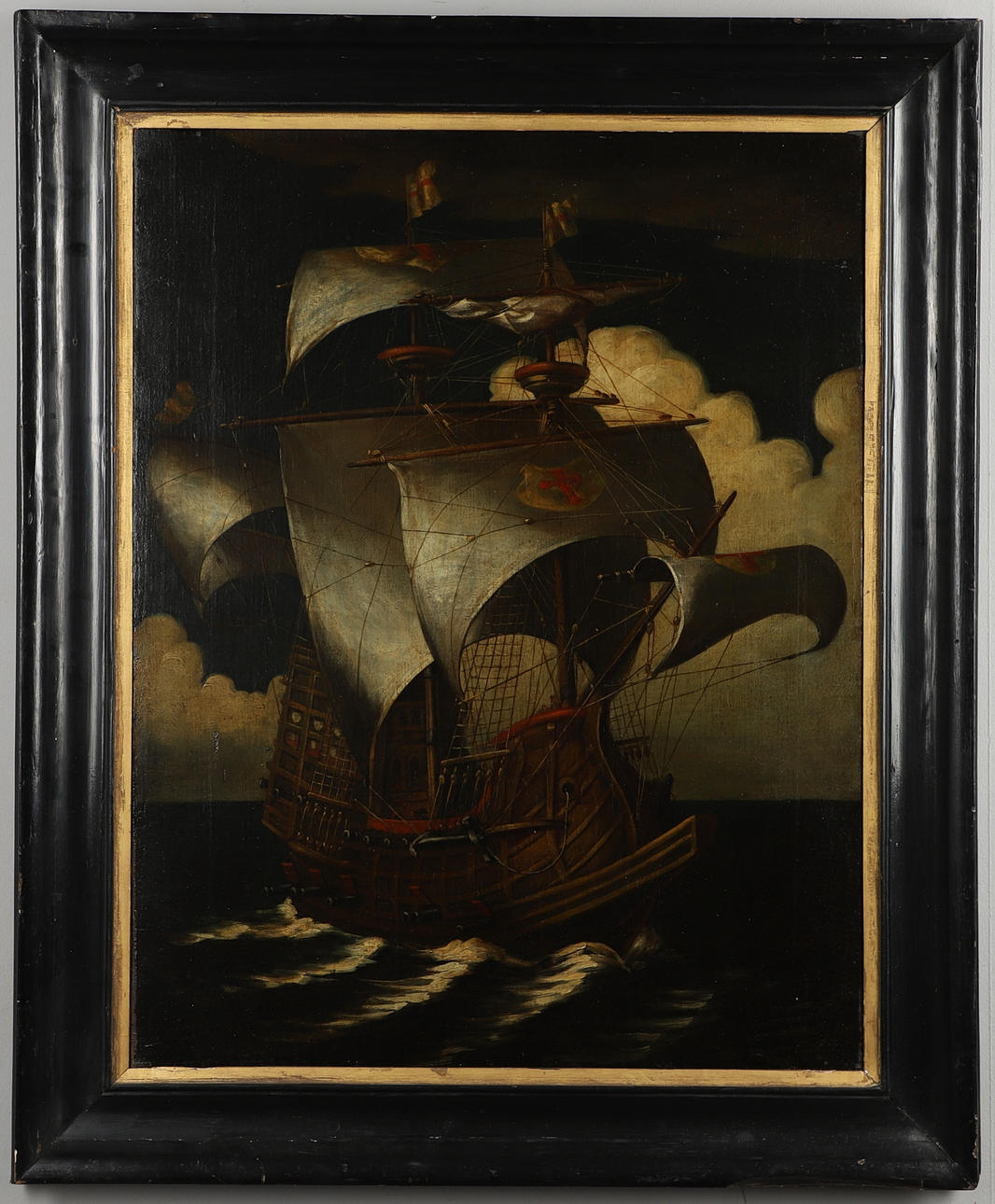IN THE MANNER OF HENDRIK CORNELISZ VROOM (1562-1640). A GENOESE GALLEON, SAILS BILLOWING.