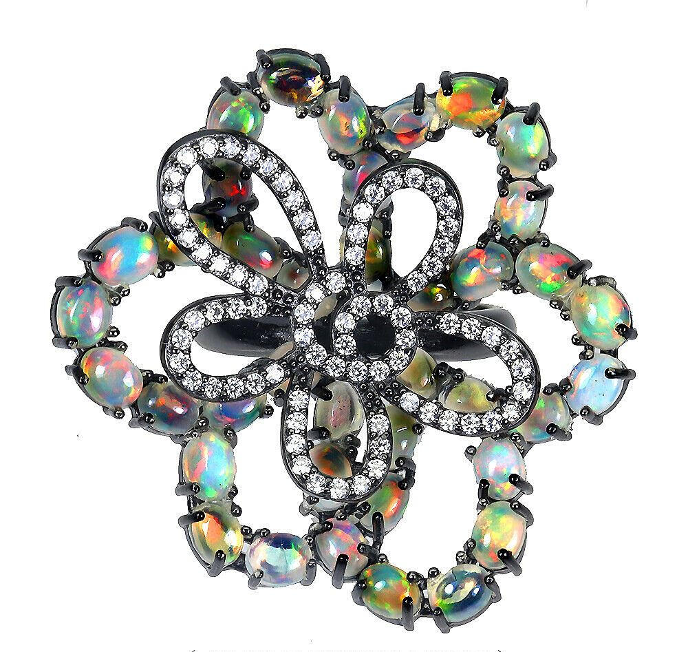 OPAL SET SILVER RING.