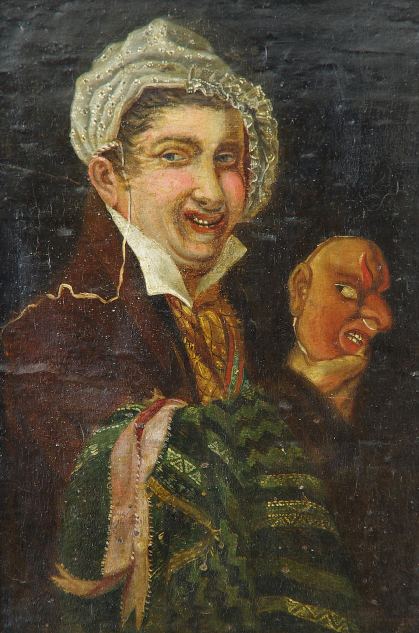 OIDENTIFIERAD KONSTNÄR. La Comedia olja på pannå, 1600-tal, osignerad.