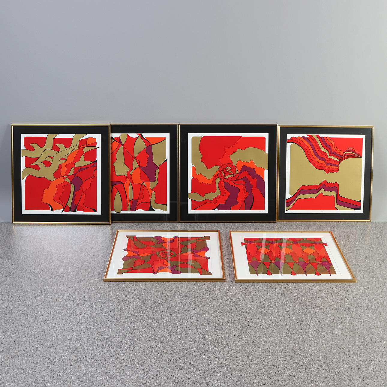 ANITA C JOHANSSON. Lithographs, six pcs. Compositions with faces, etc.