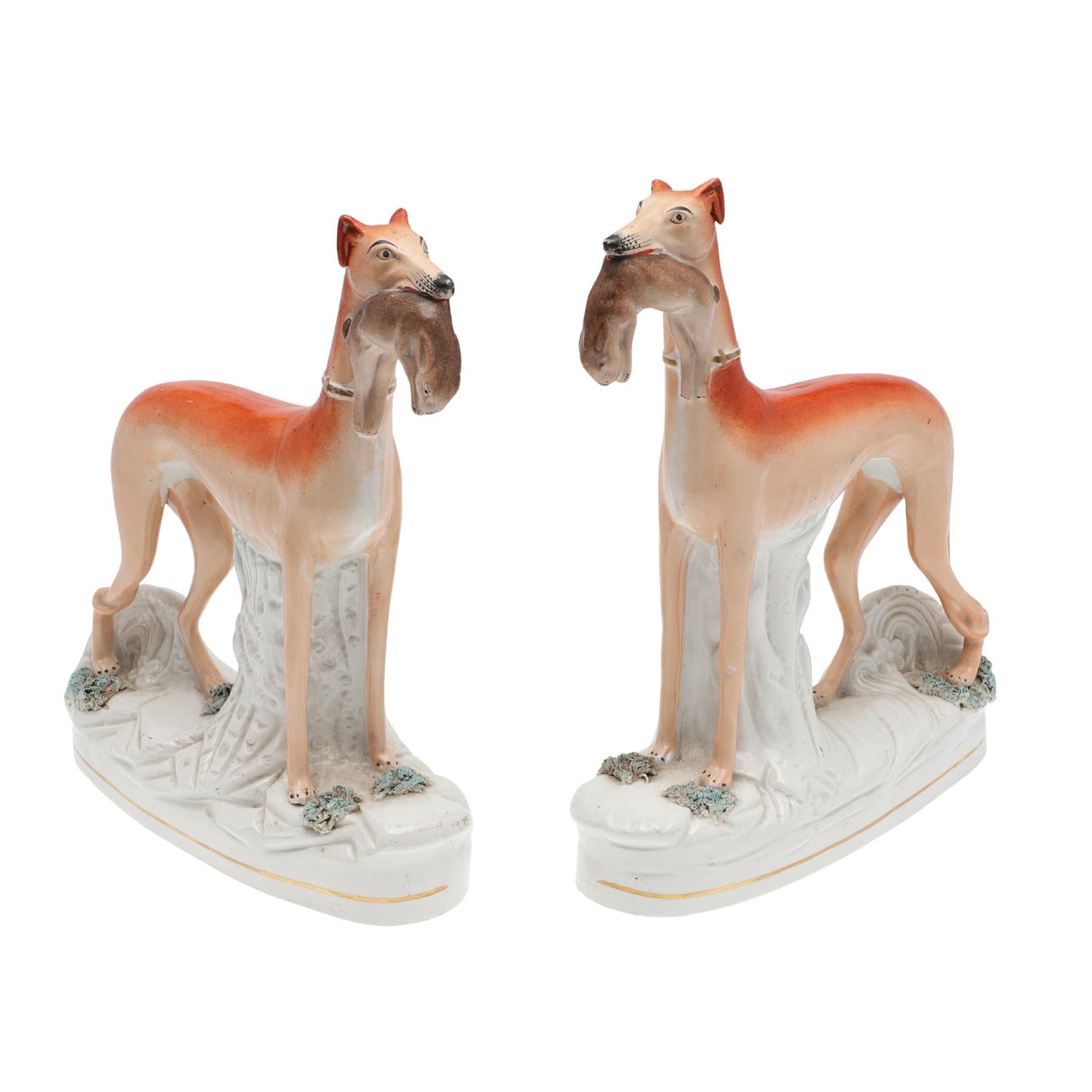 LARGE PAIR OF STAFFORDSHIRE GREYHOUNDS. Ceramics & Porcelain - European ...