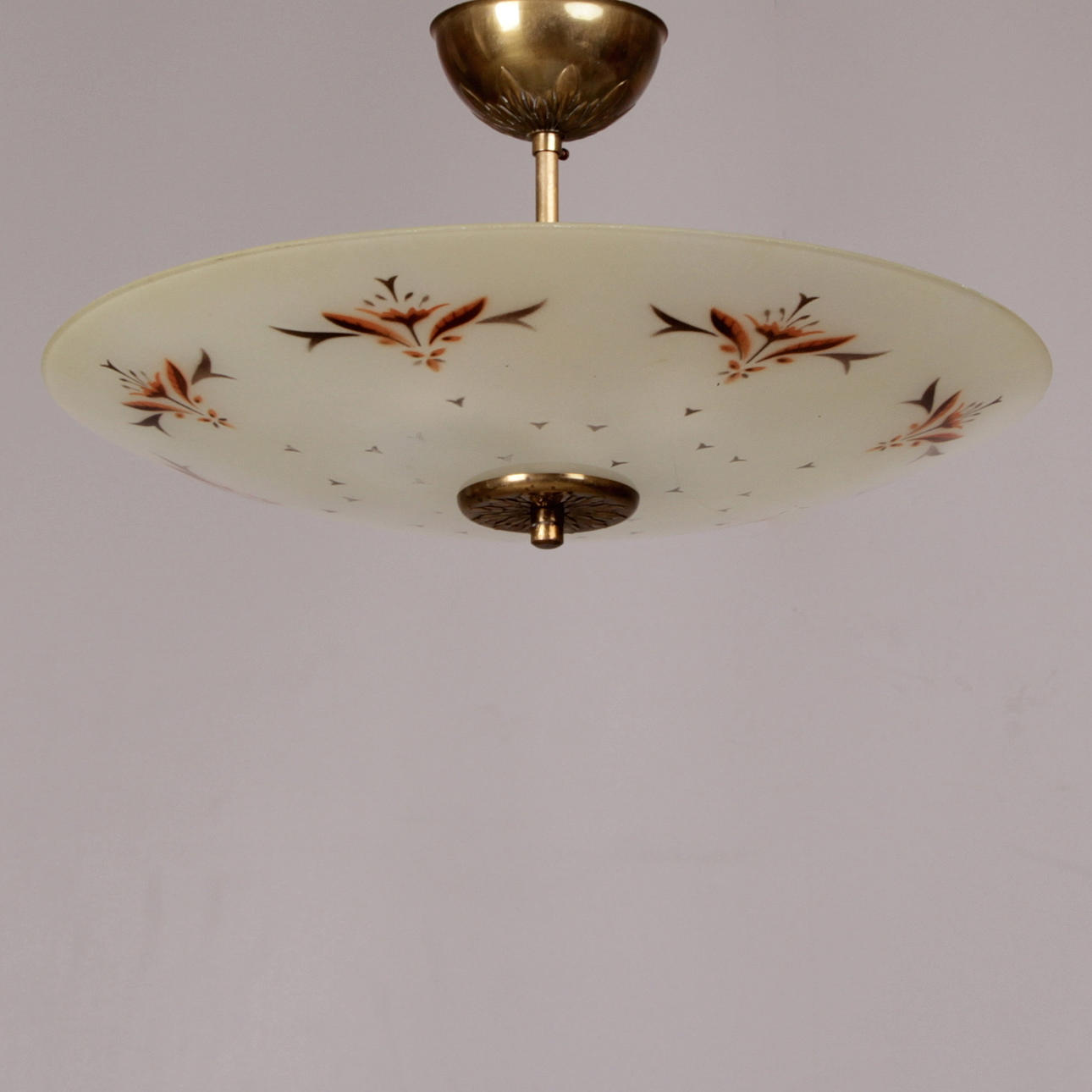 TAKPLAFOND, mässing och glas, Art deco, 1900-talets mitt.