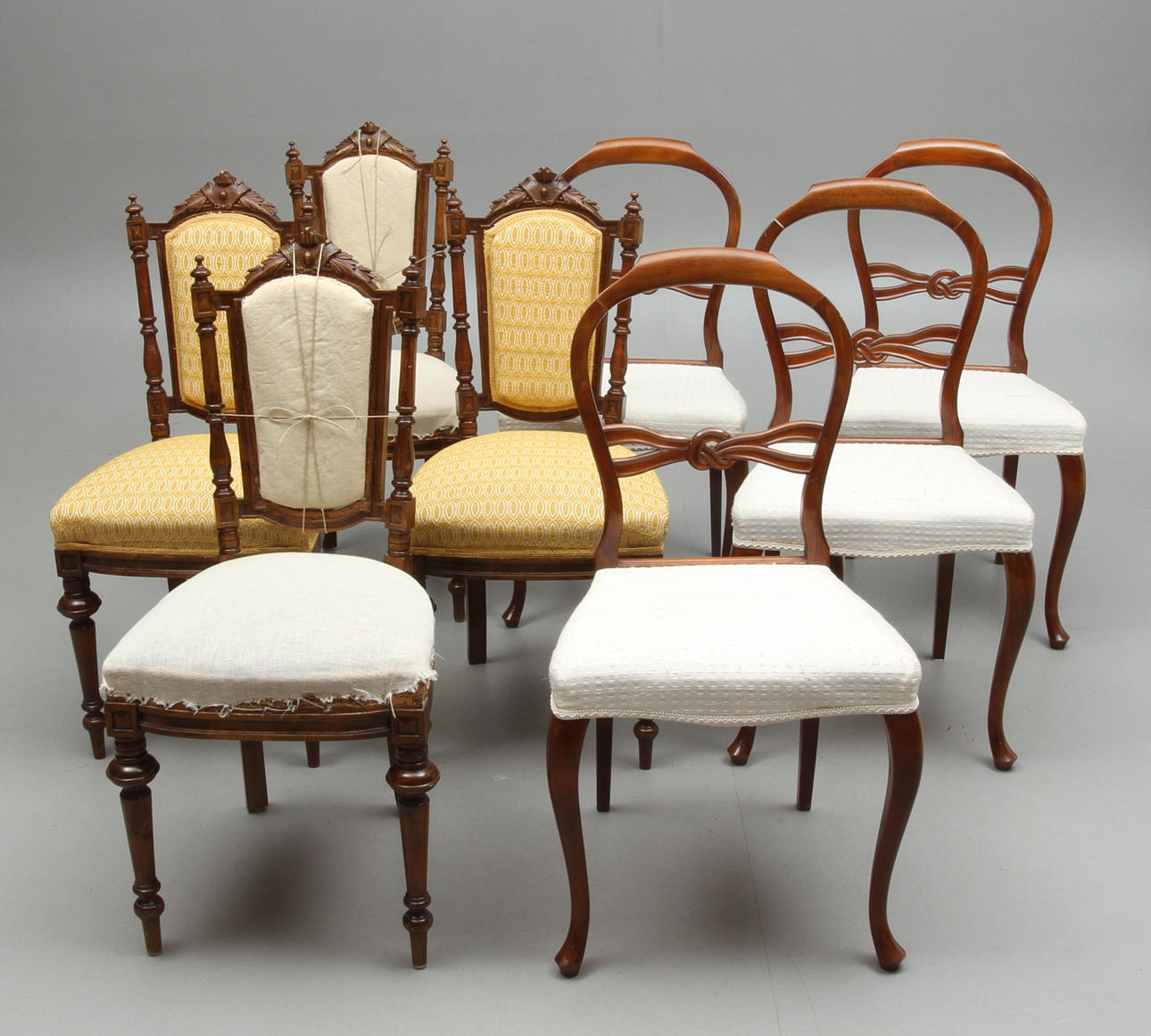 STOLAR, 4+4 st, nyrenässans och nyrokokostil, 18 och 1900-tal.