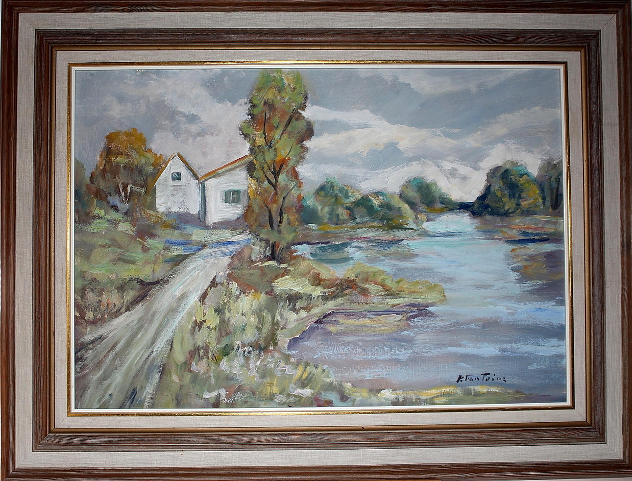 KATHARINA FONTAIN. olja på duk, motiv från Uppland, signerad.