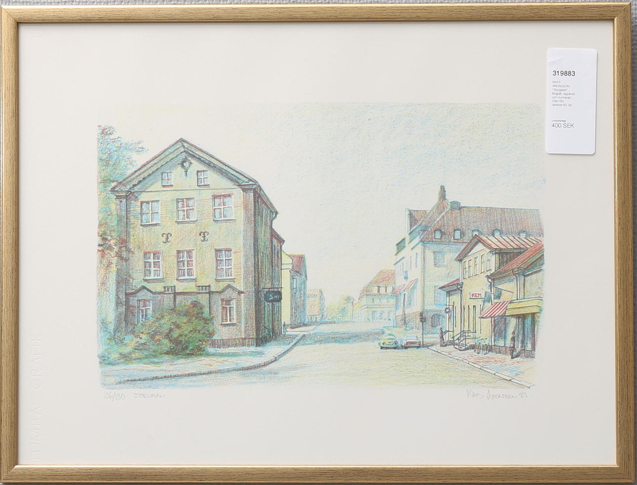 MATS ARONSSON. "Storgatan", litografi, signerad och numrerad 106/180, daterad 83.