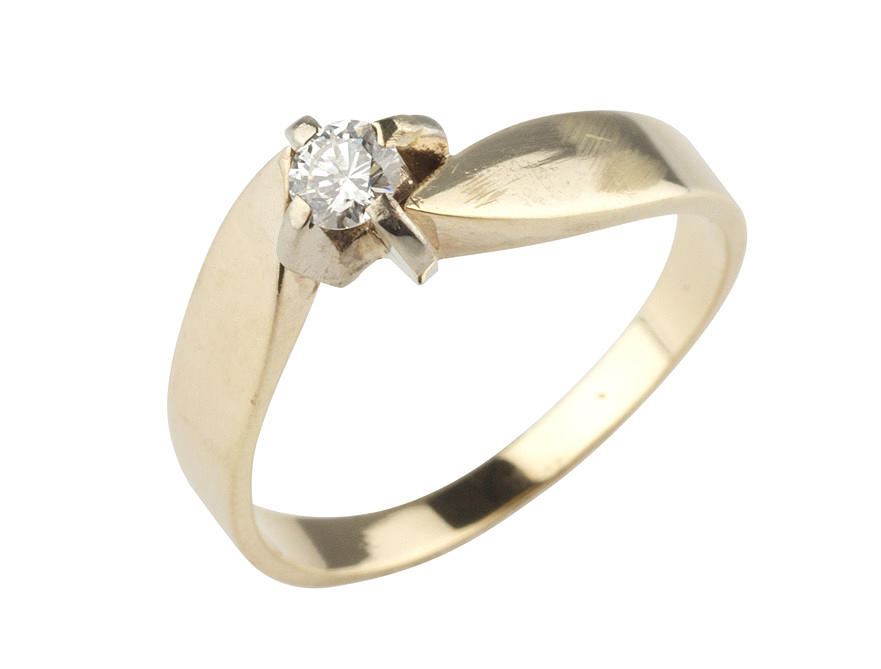RING med briljant ca. 0,18 ct 585 gult guld.