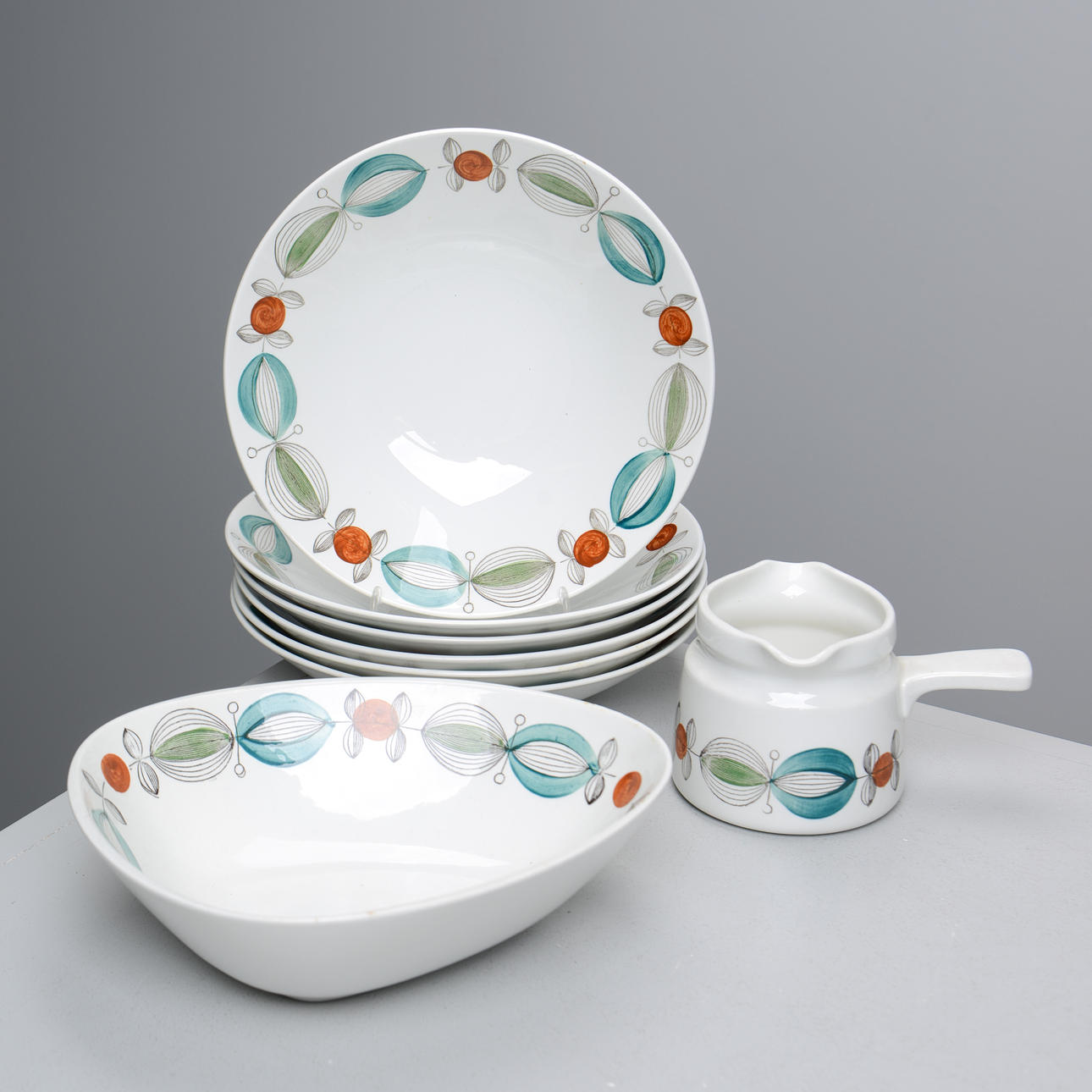 SERVISDELAR, 8 st, porslin, Rörstrand, 1950/60-tal.