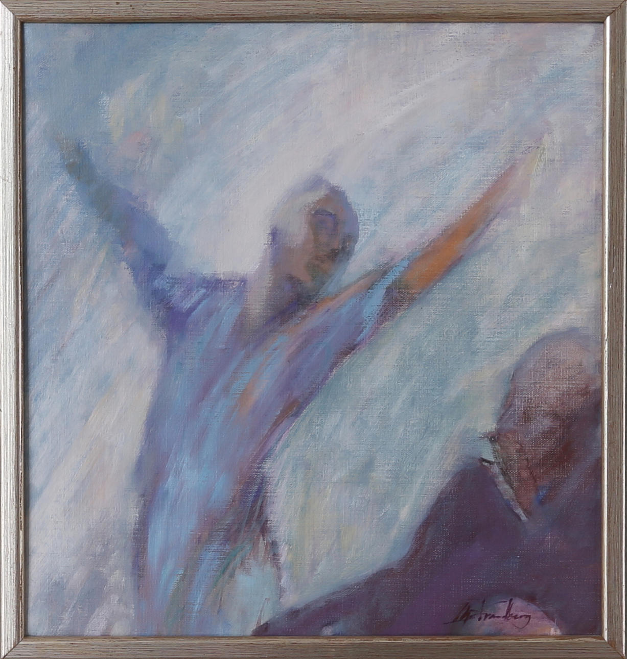 MONICA STRANDBERG. Dansande man, olja på duk, signerad.