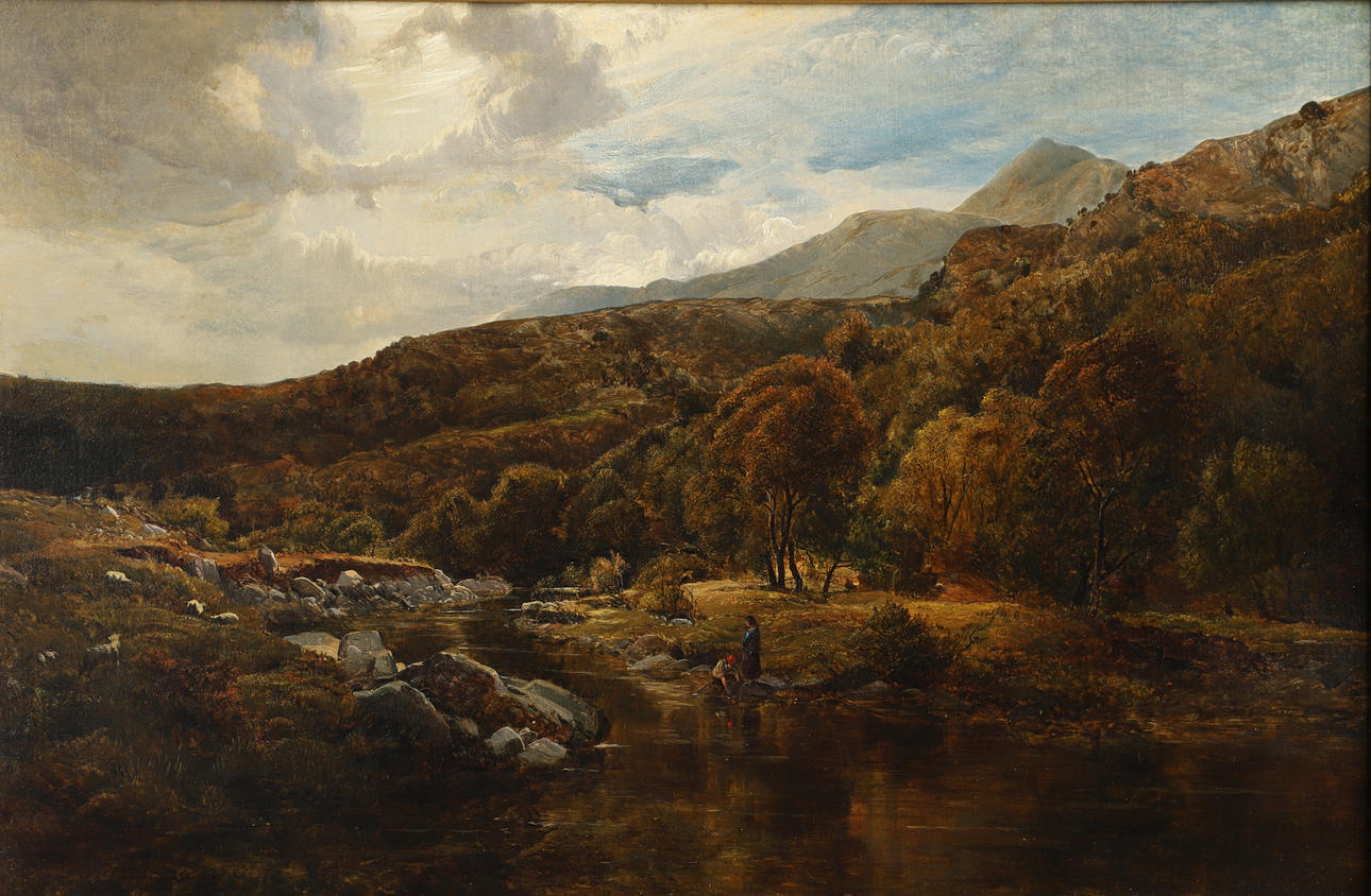 SIDNEY RICHARD PERCY (1822-1886). `A WELSH VALLEY`: MOEL SIABOD AND RIVER LLUGWY.