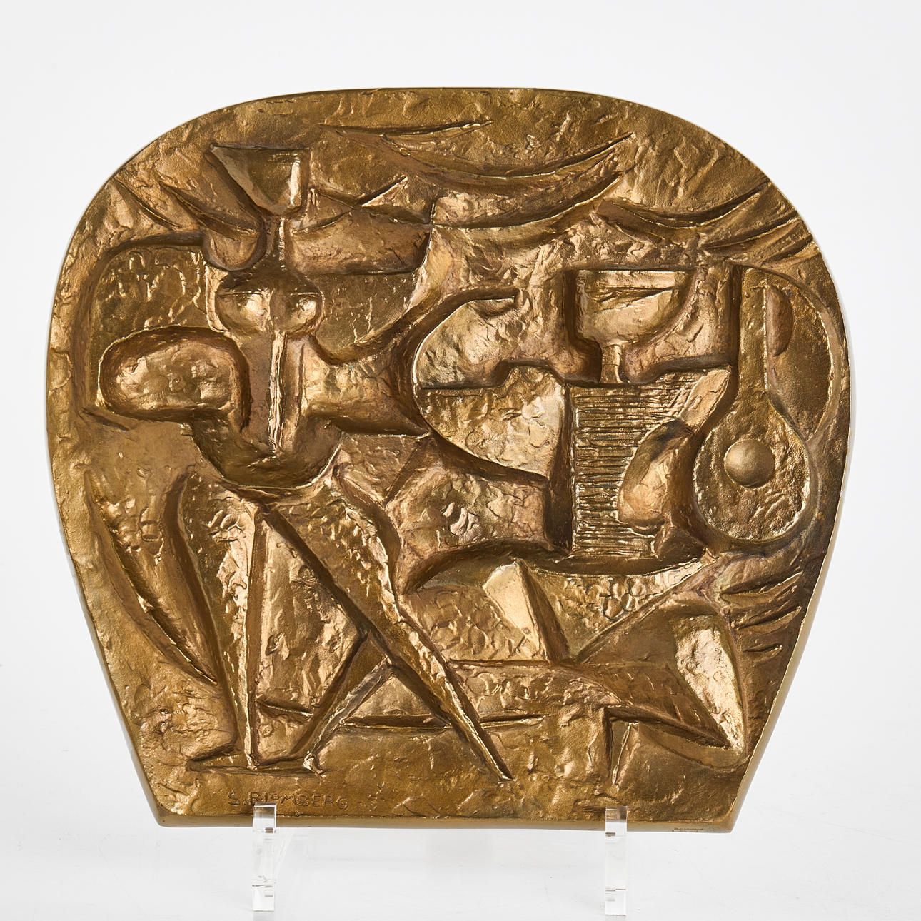 STIG BLOMBERG. Relief, bronze, signed S Blomberg.