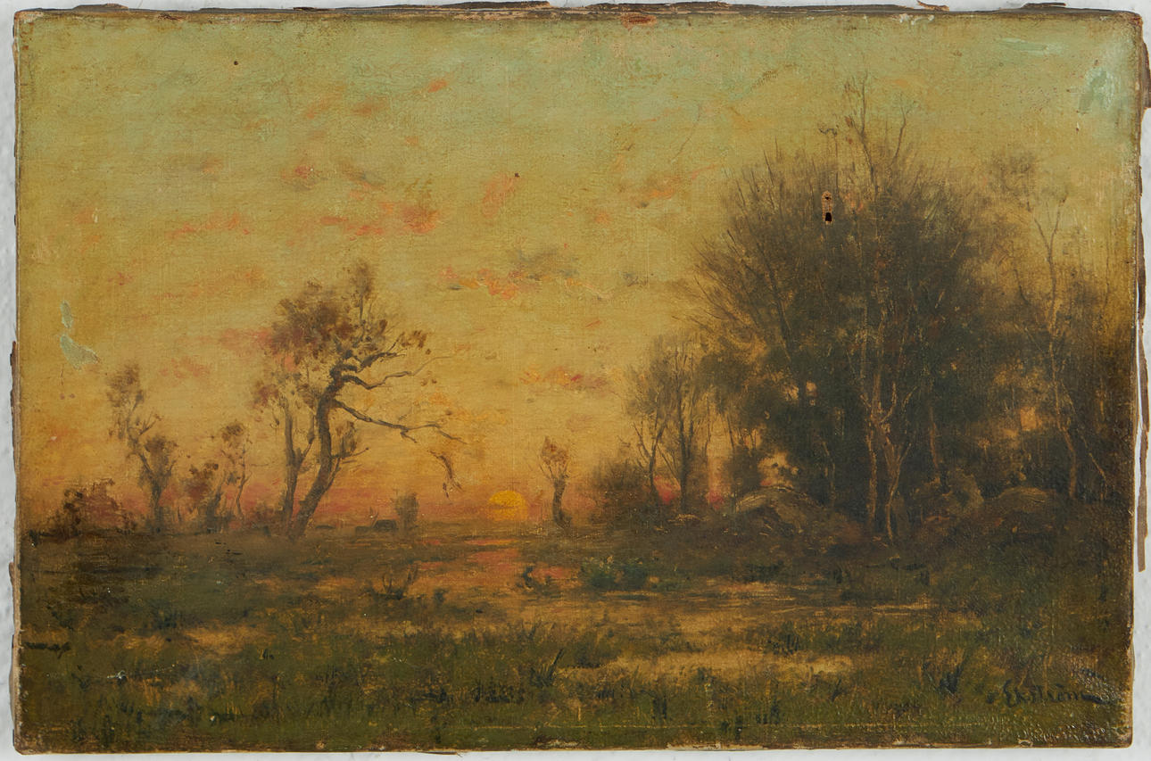 PER EKSTRÖM. Twilight landscape, oil on canvas, signed Ekström, last quarter of the 19th century.