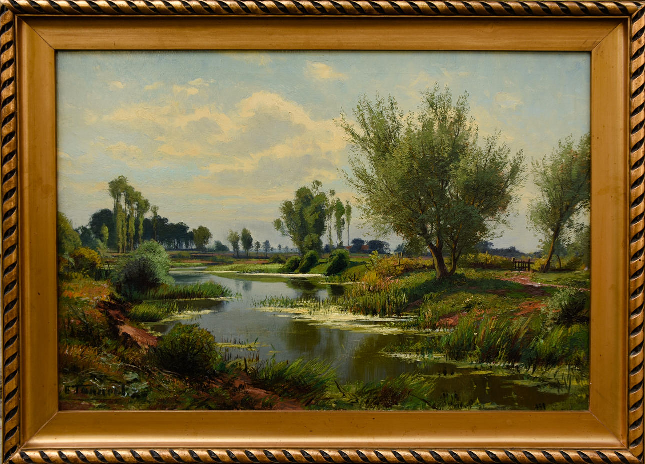 ERNST TANNERT. ”Nedre Rhen Landskap”, skylt. E. Tannert, cirka 1900.