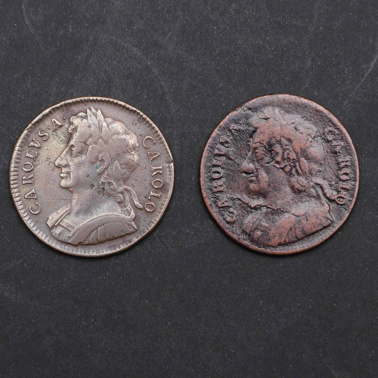 A CHARLES II COPPER HALFPENNY, 1673.