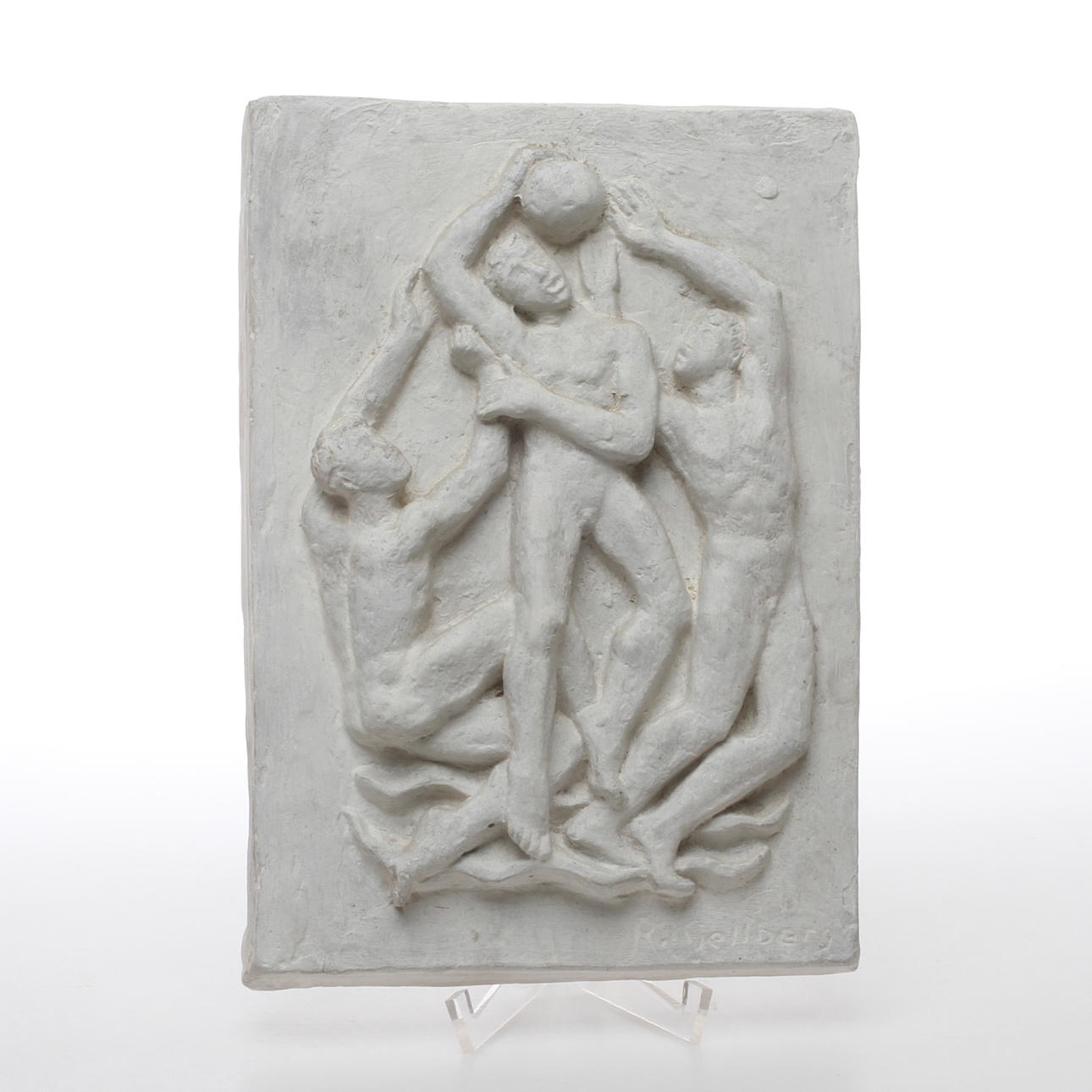 ROLF G KJELLBERG. relief, gips, signerad.