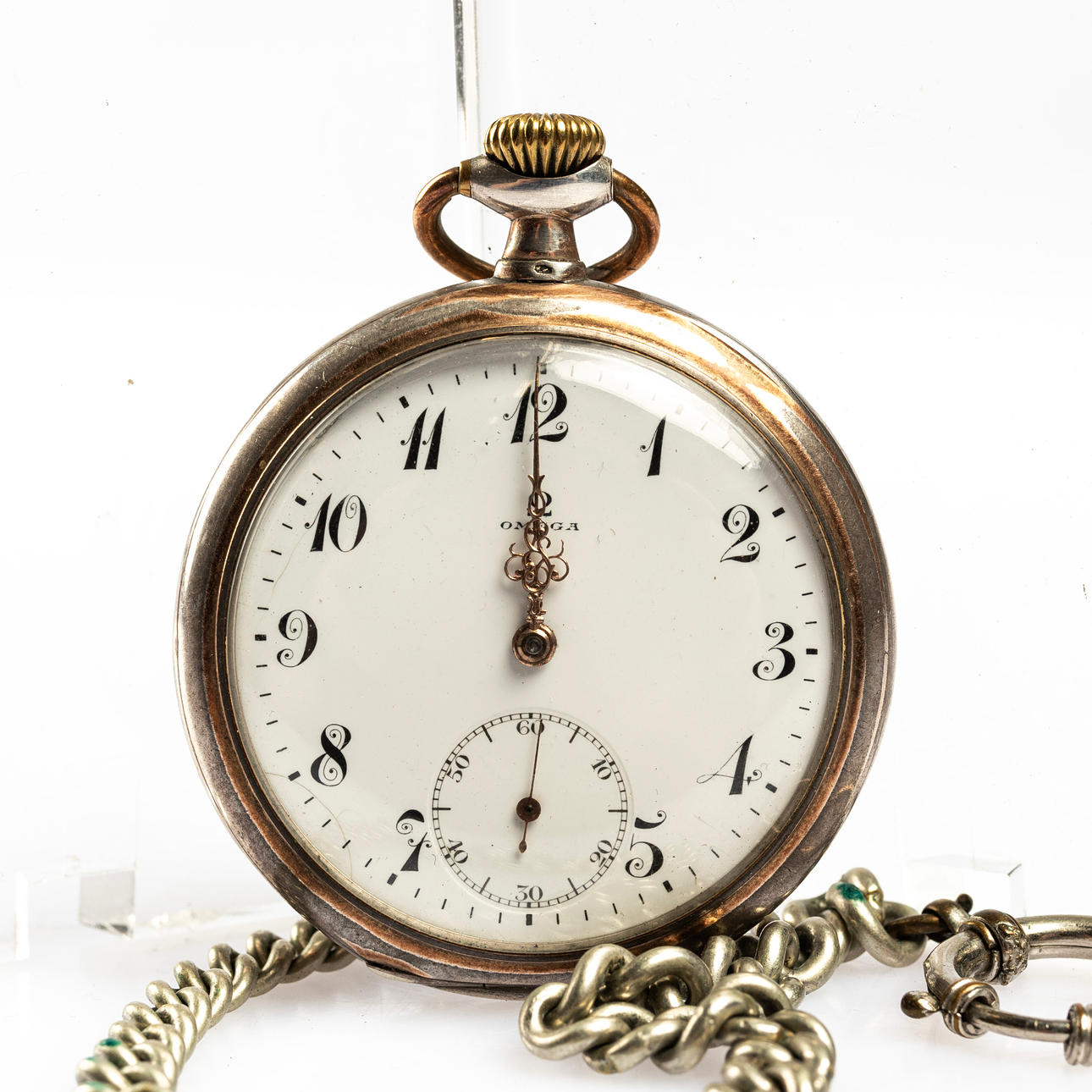 POCKET WATCH, Omega, Silver.