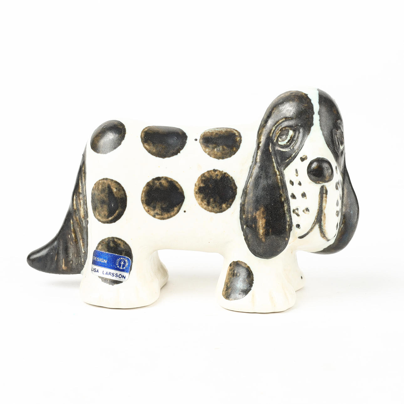 LISA LARSON. Hahmo, ”Spaniel, täplikäs”, kivitavara, Gustavsberg.