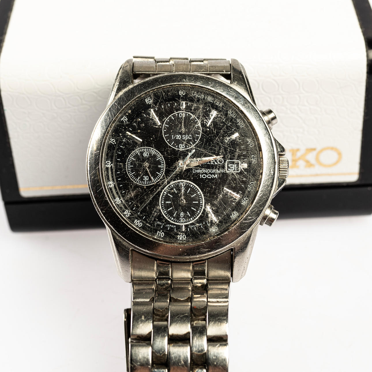 WRISTWATCH, steel, Seiko, Chronograph 100M. Clocks & Watches 