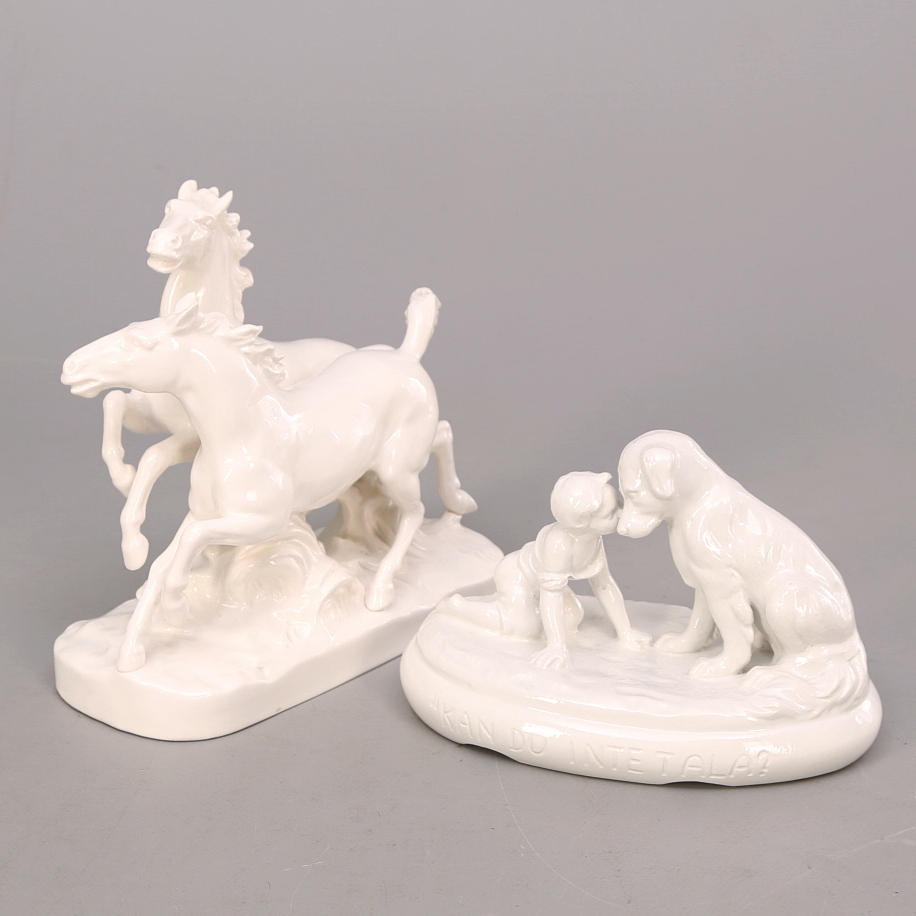 FIGURINER 2 st, vitglaserad keramik, Italien.