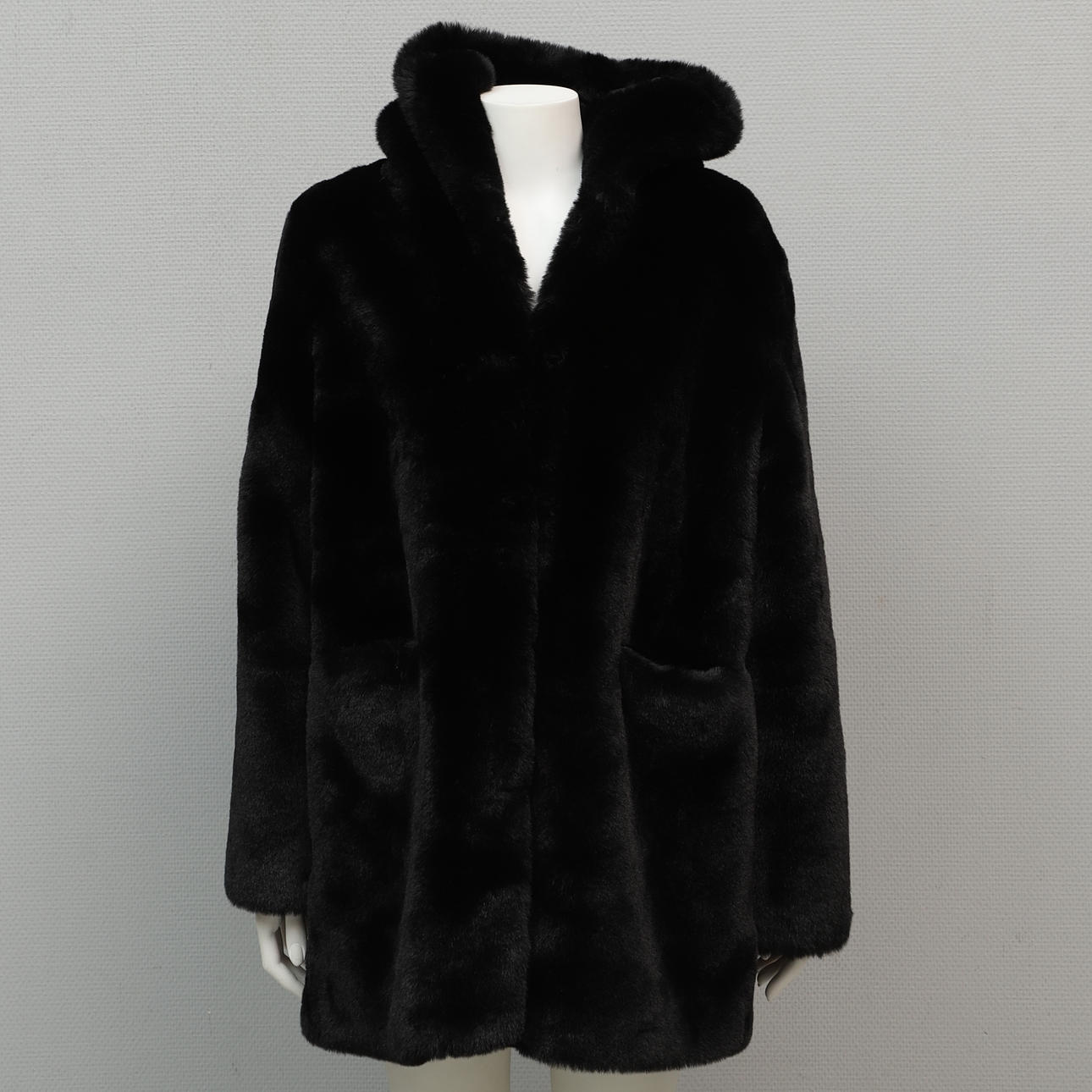 JACKE mit Kapuze, Kunstfell, Polyester, Stl.L, Derhy.