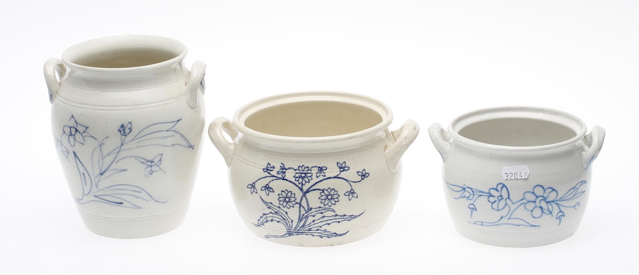 KRUKOR, 3 st, keramik, Göteborg, Rörstrand och Gustafsberg, 1800/1900-tal.