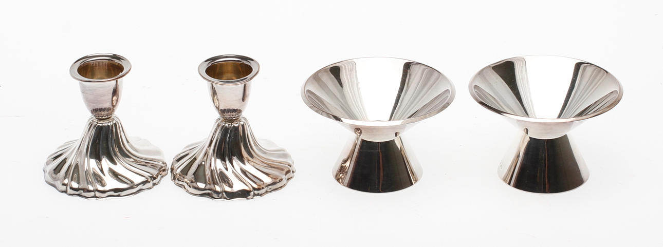 LJUSSTAKAR, två par, silver, bl.a. GAB.