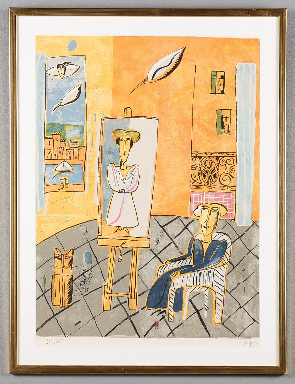 MADELEINE PYK. Composition, lithograph, signed M Pyk.