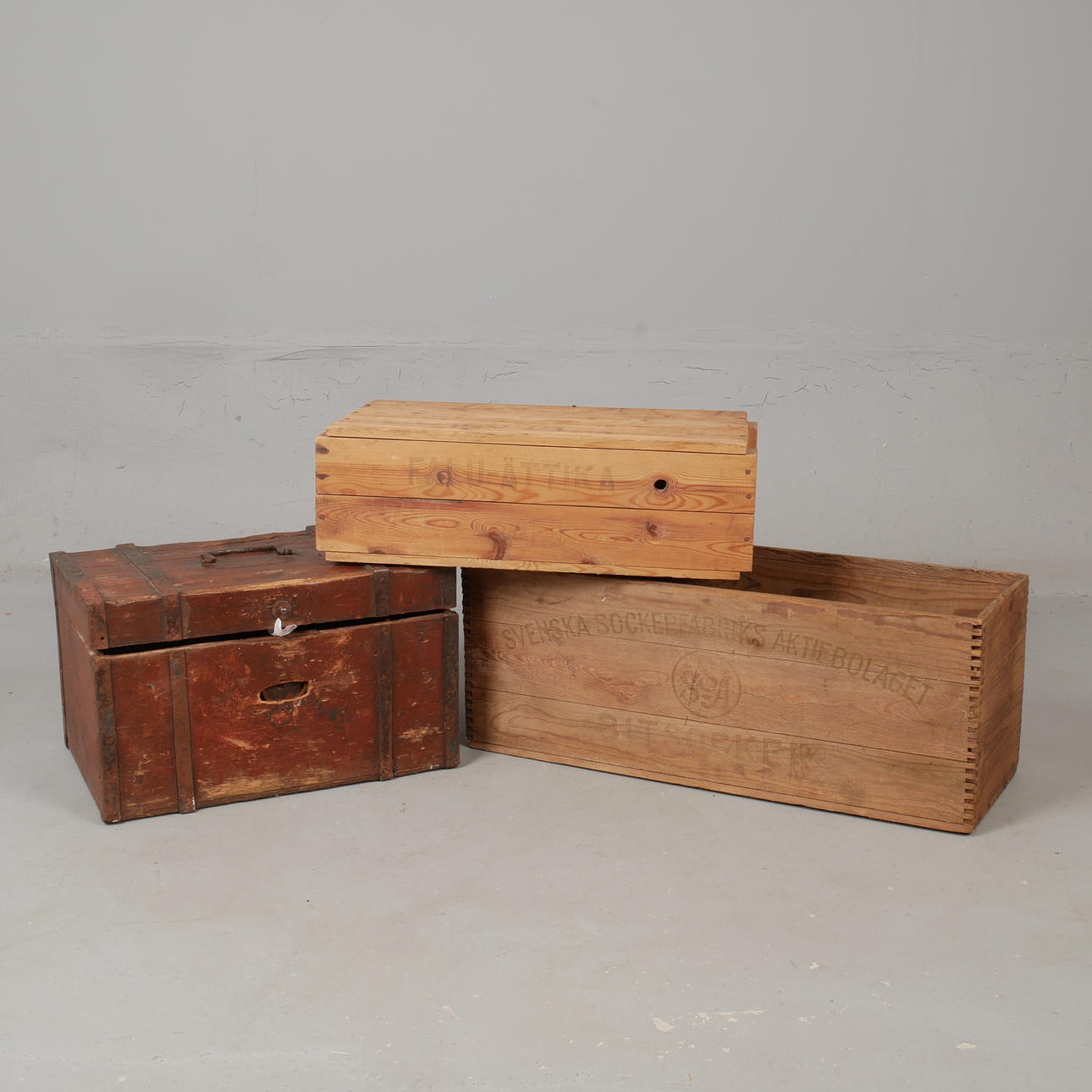 SOCKERLÅDA, SKRIN, TRÄLÅDA, 18/1900-tal.